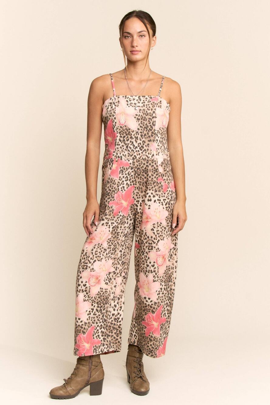 NWT Leopard & Floral Print Utility Jumpsuit